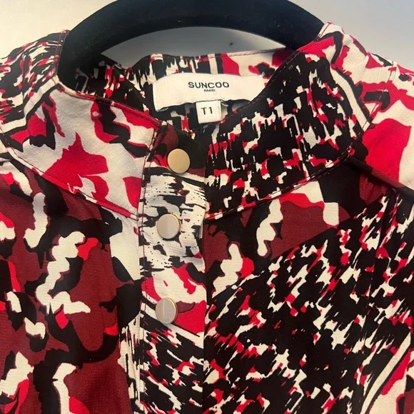 Suncoo France Red and Black Shirt Dress - Picture 4 of 8